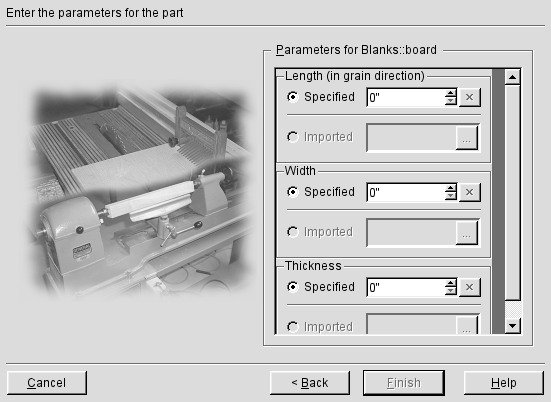 Board parameters dialog