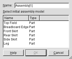 Top Assembly start dialog